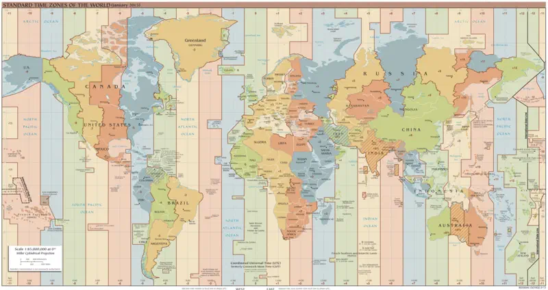 Carte des fuseaux horaires : il est quel heure et où ? Carte des fuseaux horaires : il est quel heure et où ?